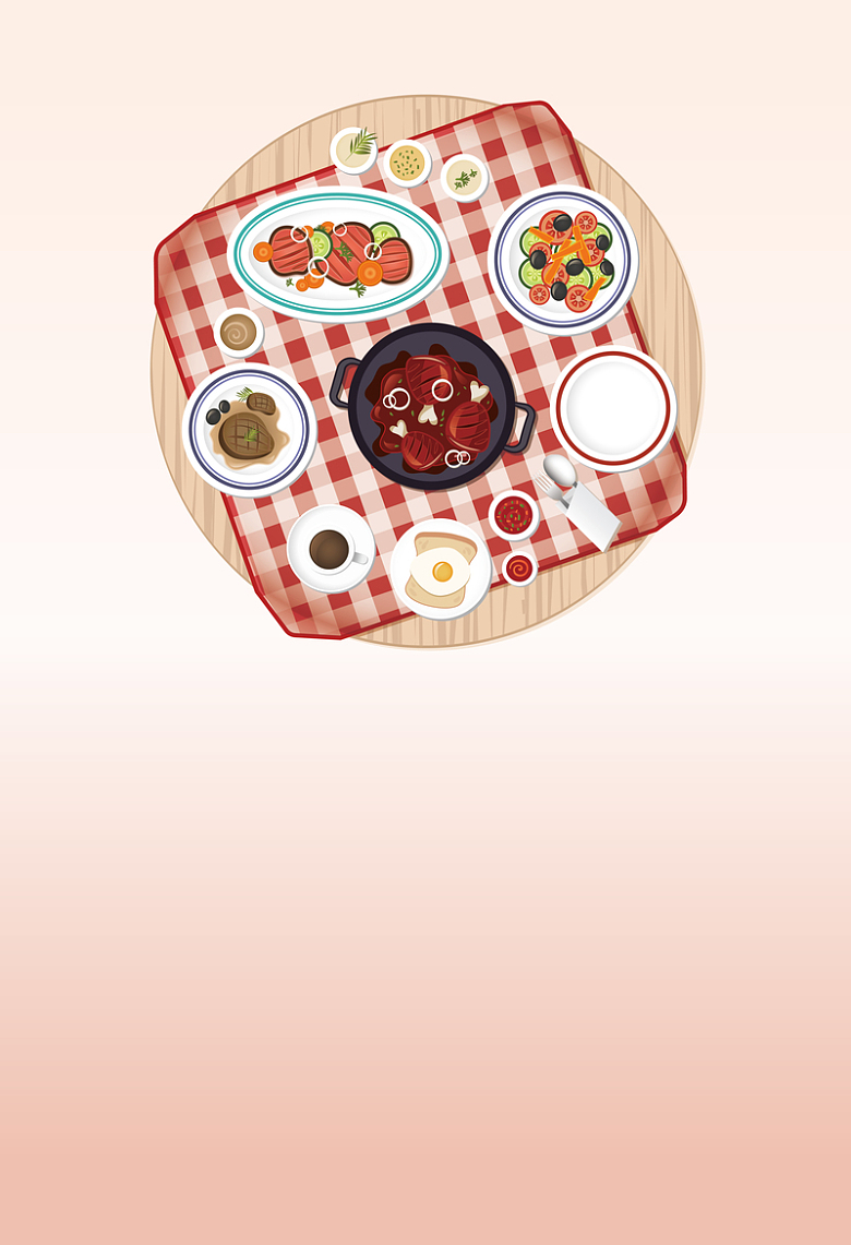 扁平化美味中餐食物海报背景素材