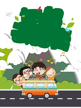 春游卡通手绘海报背景