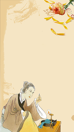 古风母亲缝衣服背景素材