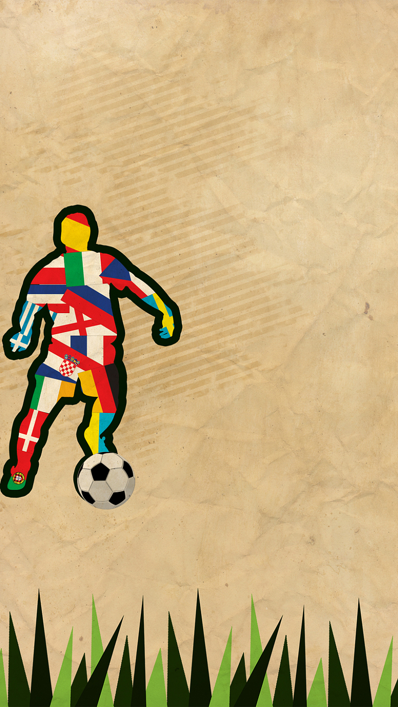 足球世界杯剪影人物国旗背景素材