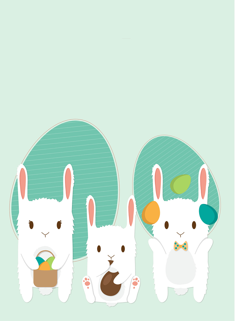 三只卡通小白兔海报背景