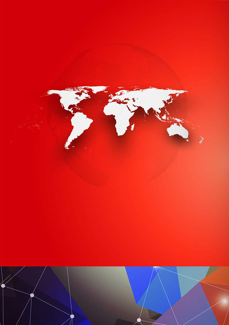 几何中国地图定位图标红色封面背景