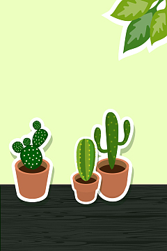矢量卡通手绘仙人掌植物背景