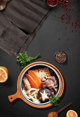 美味寿喜锅黑色简约美食海报