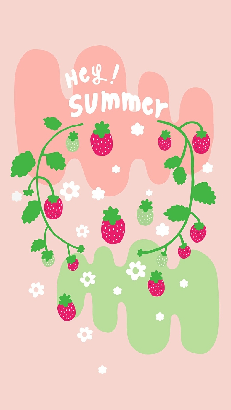 粉色扁平手绘夏天背景图