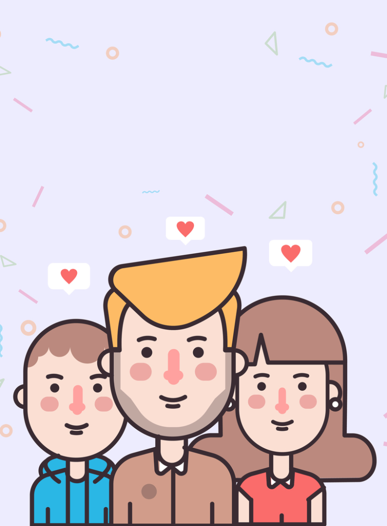 卡通手绘欢乐家庭日温馨海报背景素材