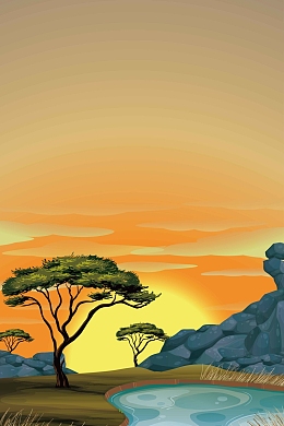 手绘户外荒野环境背景