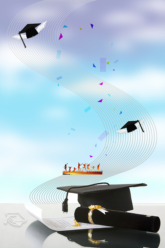 毕业啦海报jpg人物剪影几何青春背景素材psdjpg同学会欢聚蓝色海报