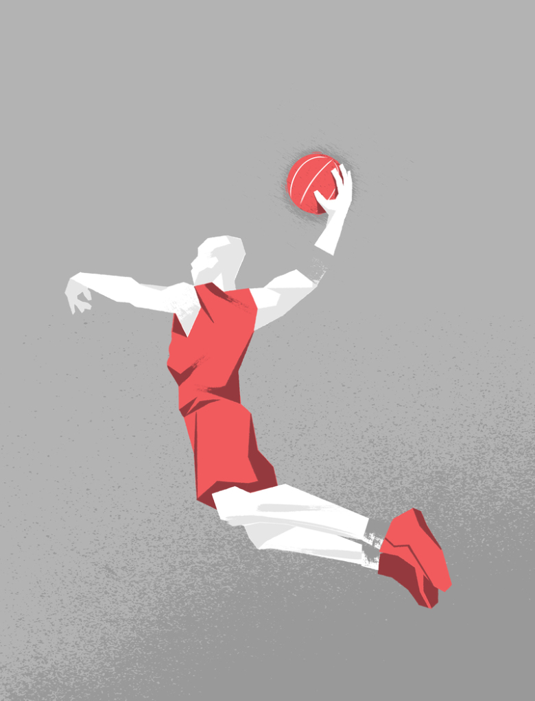 卡通手绘篮球运动员球赛宣传海报背景素材