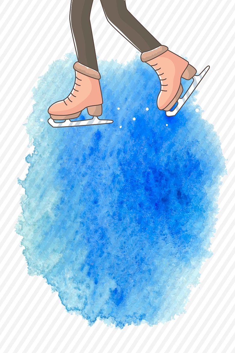 滑冰矢量蓝色手绘扁平化冬奥会简约背景