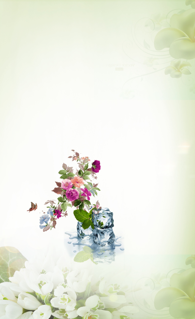 清新花瓣微商化妆品促销活动海报背景素材