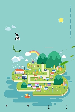 扁平插画关注生态低碳环保公益
