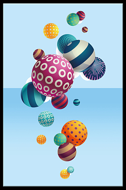 蓝色彩块商业元素无框画背景