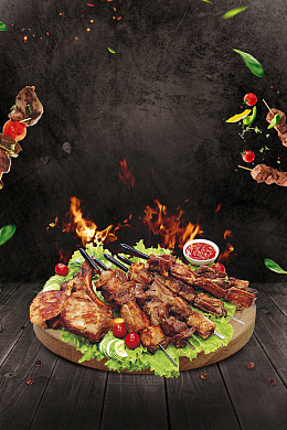 夏季BBQ烤肉串烧派对海报