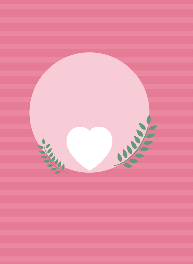 圆形爱心树叶粉色背景素材免抠素材免费下载_觅元素51yuansu.com