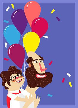 卡通手绘父亲节温馨父子贺卡背景素材