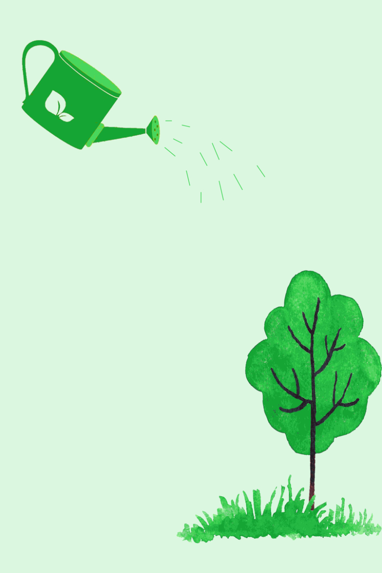 扁平化保护树木浇树海报矢量背景