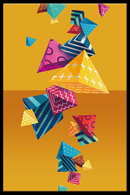 黄色彩块无框画背景