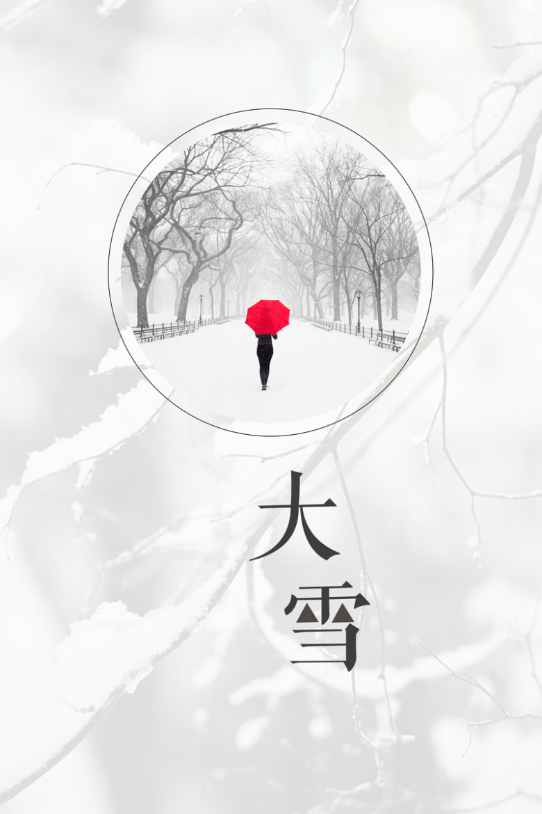 大雪灰色简约二十四节气海报免抠素材免费下载_觅元素51yuansu.com
