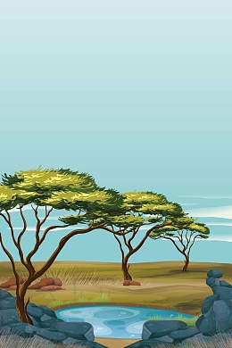 手绘户外荒野环境背景