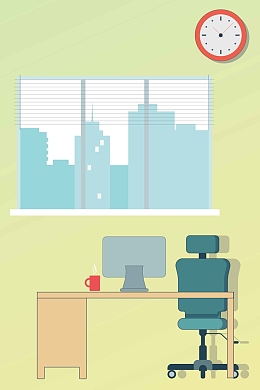 扁平商务办公电脑绿色背景