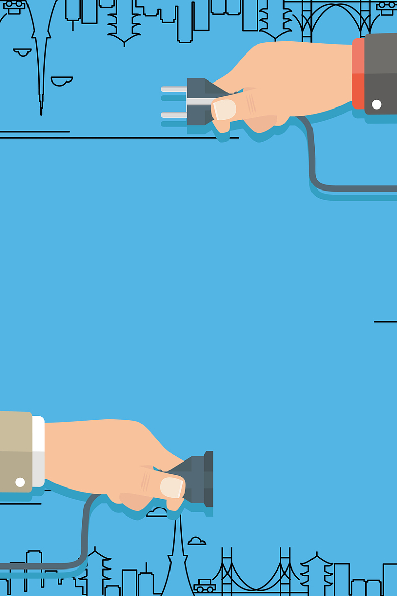 卡通简约节约用电背景图
