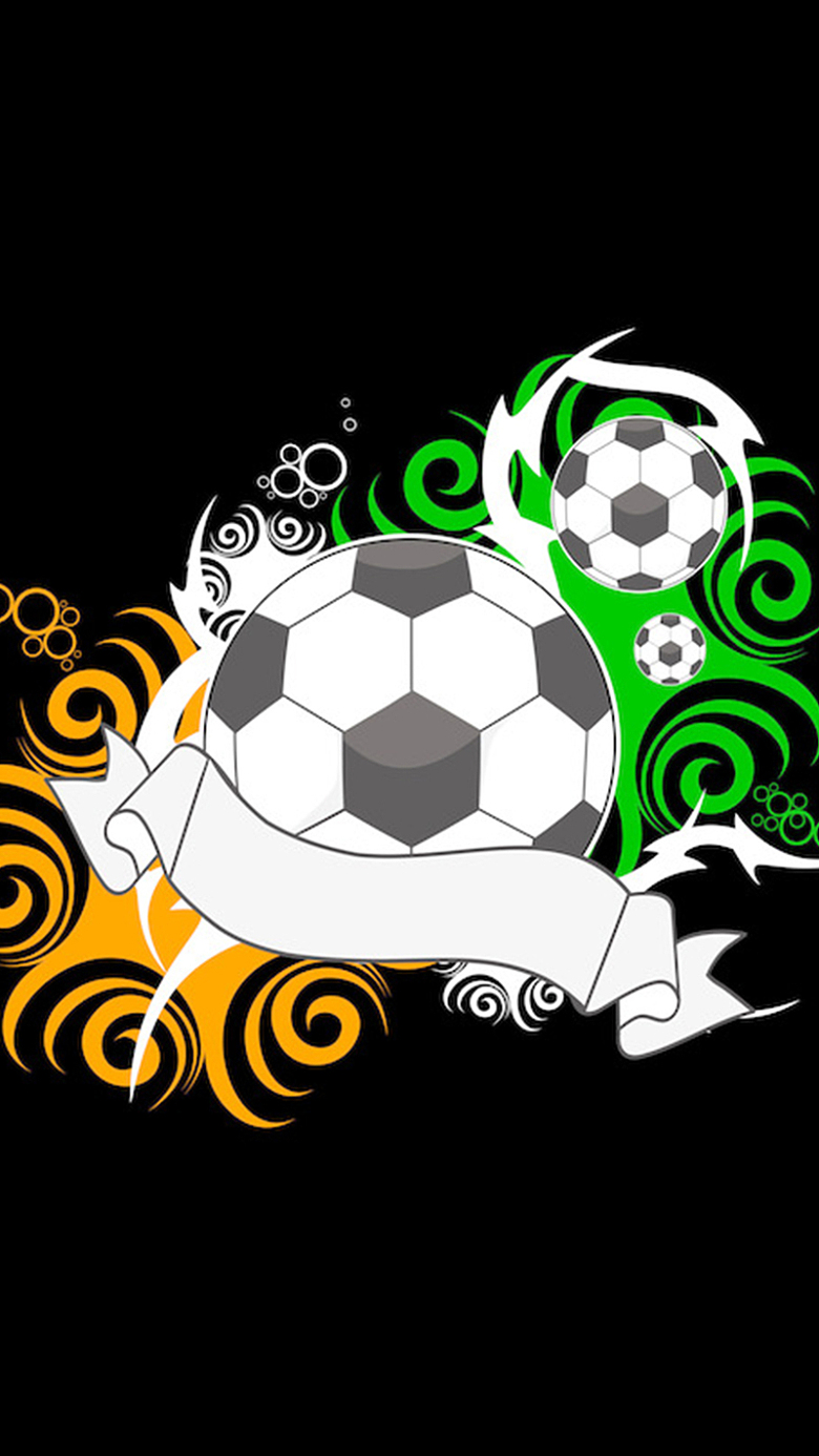 多彩花纹足球元素背景图