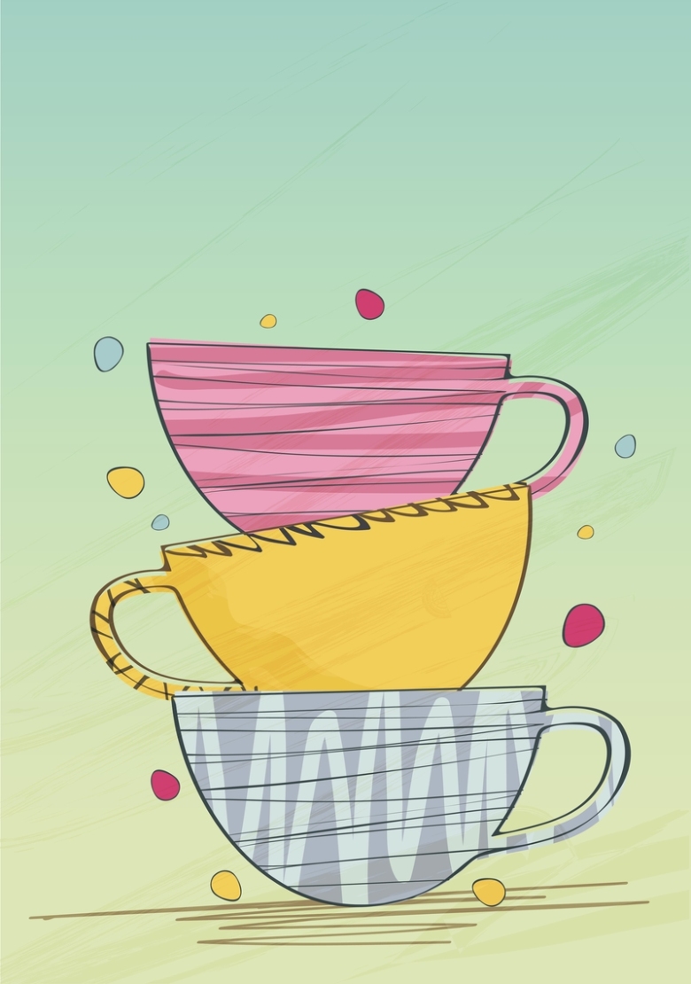 碗杯卡通海报背景