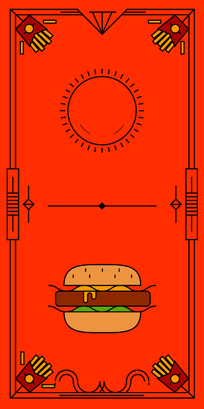 汉堡包红色菜单平面海报背景