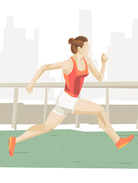 卡通手绘健身跑步减肥锻炼人物背景素材