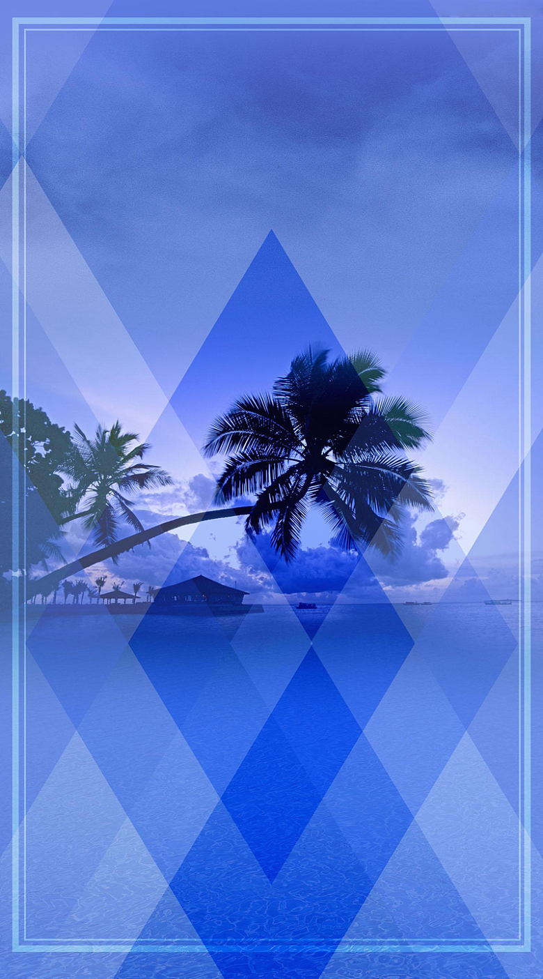夏日沙滩海滩旅游清新蓝色广告背景