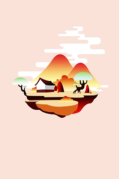 扁平风立秋主题海报广告背景