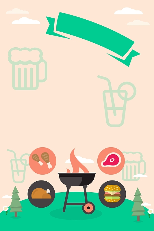 手绘美食bbq烧烤