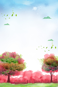 蓝色简约春季踏青海报