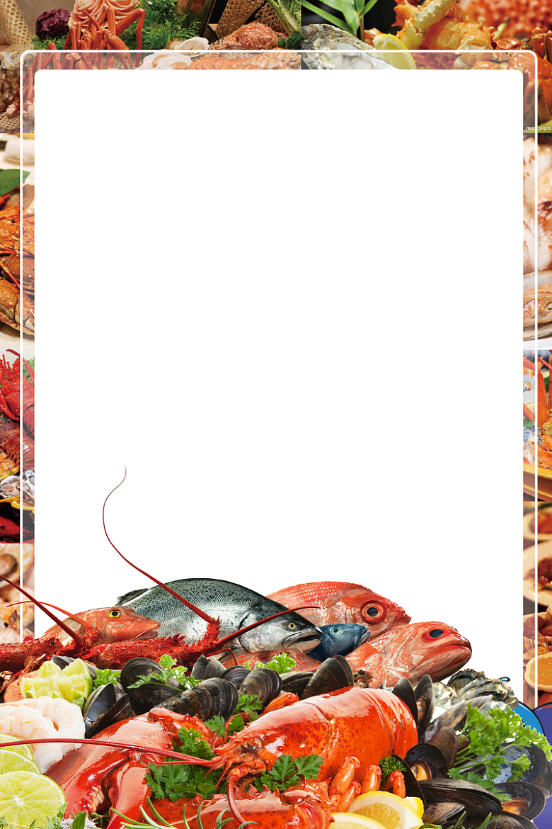 简约海鲜美食促销海报