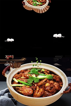 简约鸡公煲美食海报