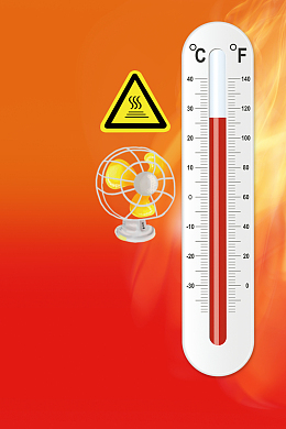 红色渐变高温预警海报