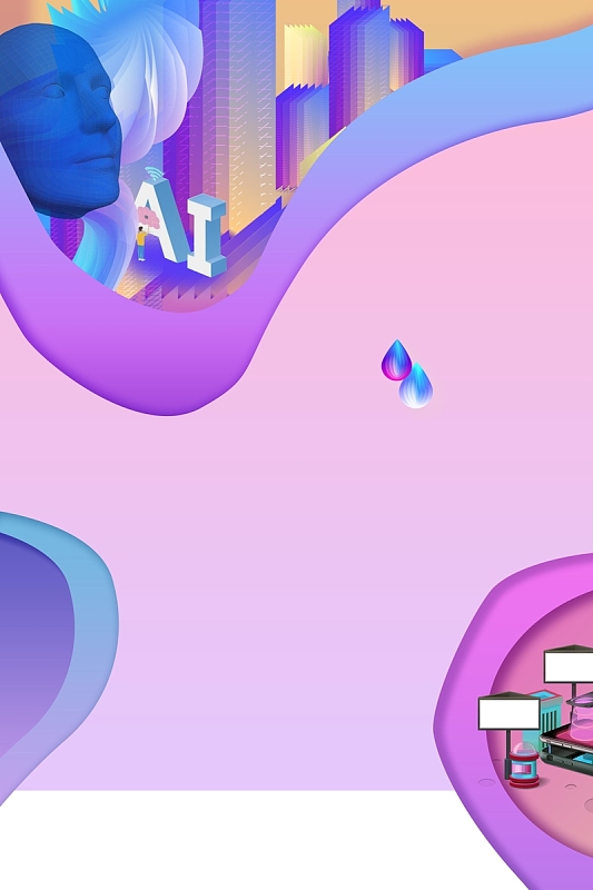 时尚人工智能海报jpg小型机器人jpg扁平化图案机器人图标背景jpg淘宝