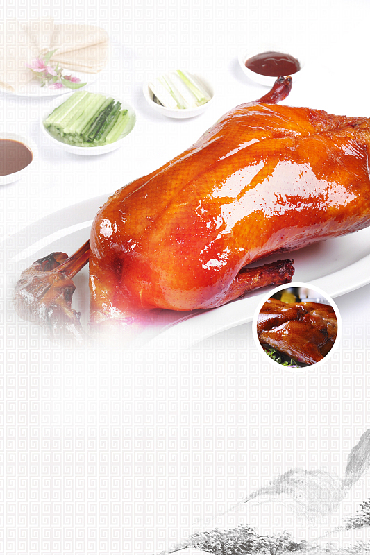 北京烤鸭美食海报jpg故宫旅游广告促销海报psdjpg红色喜庆简约背景