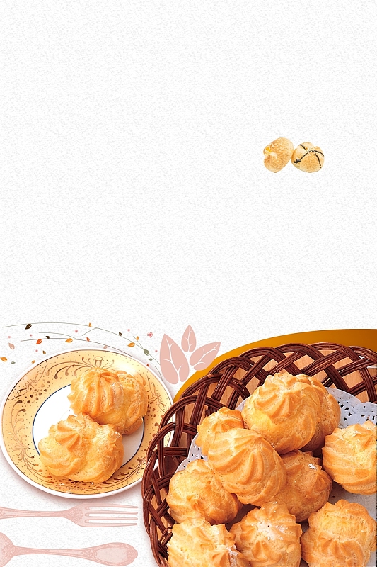 简约法棍泡芙休闲美食海报