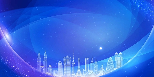 2018年会蓝紫色科技大气企业邀请函广告