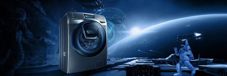 科技感洗衣机促销蓝色背景