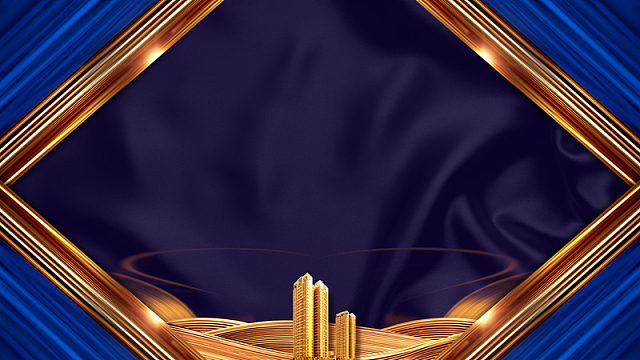 高端大气蓝色丝绸地产交房会海报背景素材