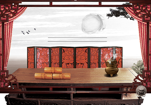 大气屏风书桌水墨背景素材