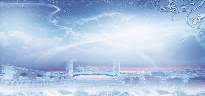 雪景 童话城堡 浪漫背景 雪花 冬天海报背景