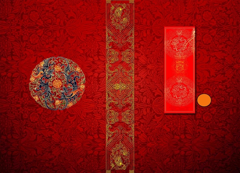 中式美食菜谱菜单饭店高档酒楼红色海报背景