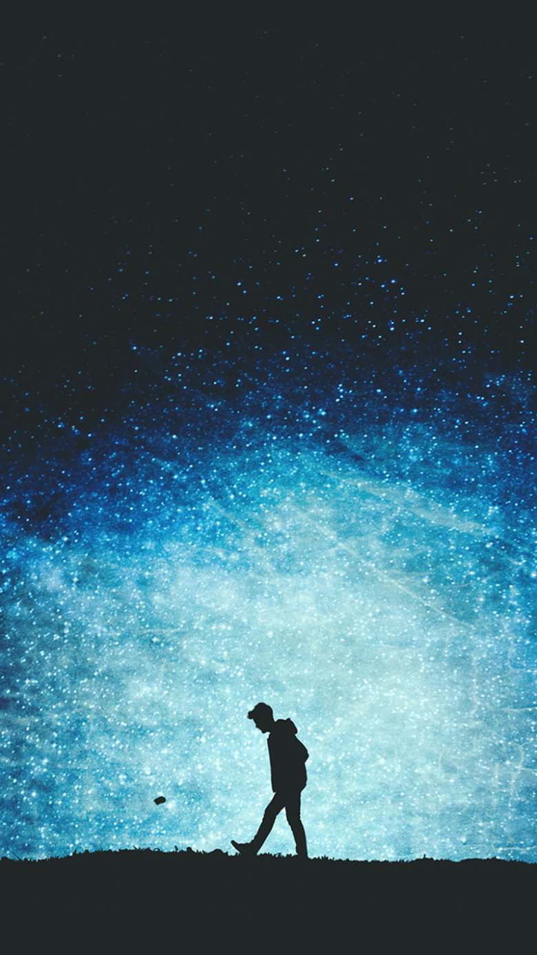 星空独自行走的人h5背景素材