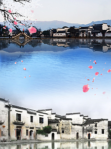 宏村旅游海报背景