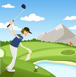 打高尔夫的男子插画矢量素材下载