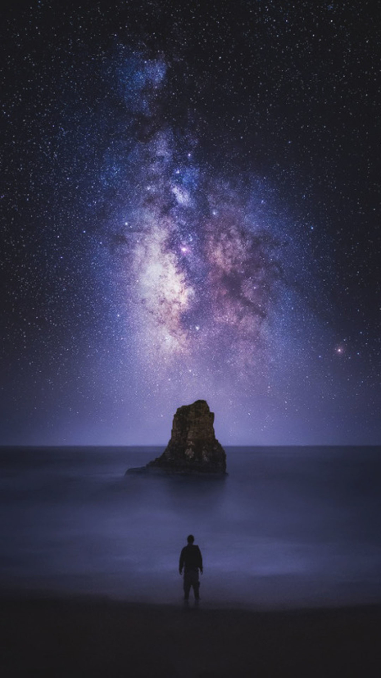 蓝色星空大海h5背景素材